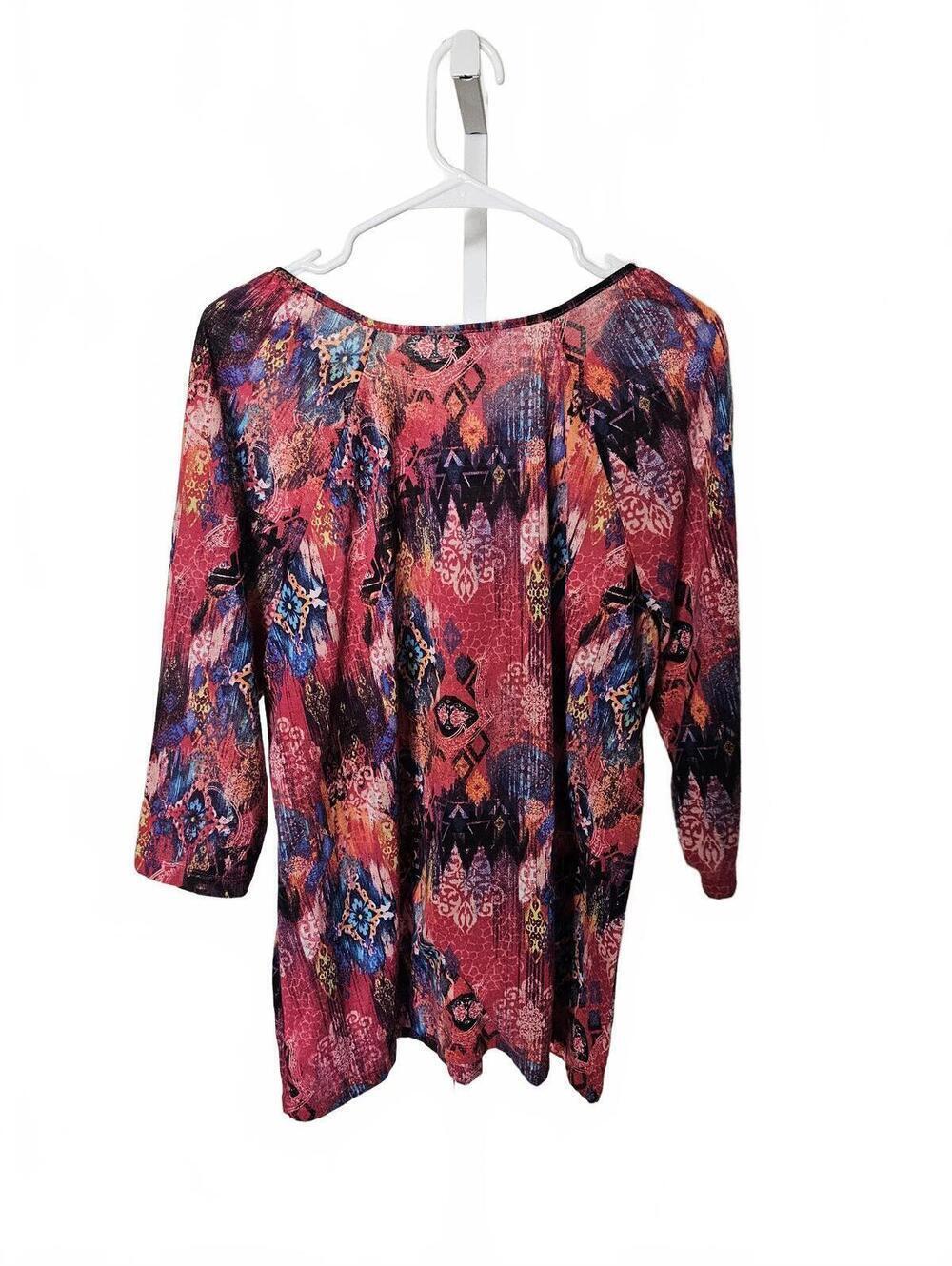 White Stag Women's XL (16-18) Multicolor Patterned 3/4 Sleeve Top - Picture 5 of 5